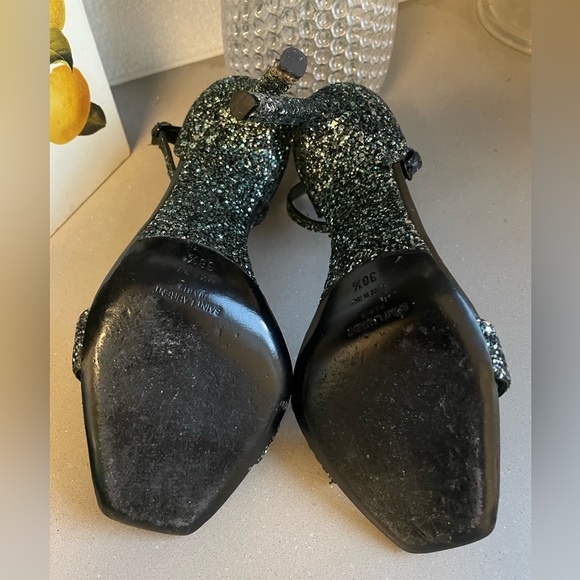 SAINT LAURENT Glitter Amber 105 Ankle Strap Sandals - Picture 11 of 11